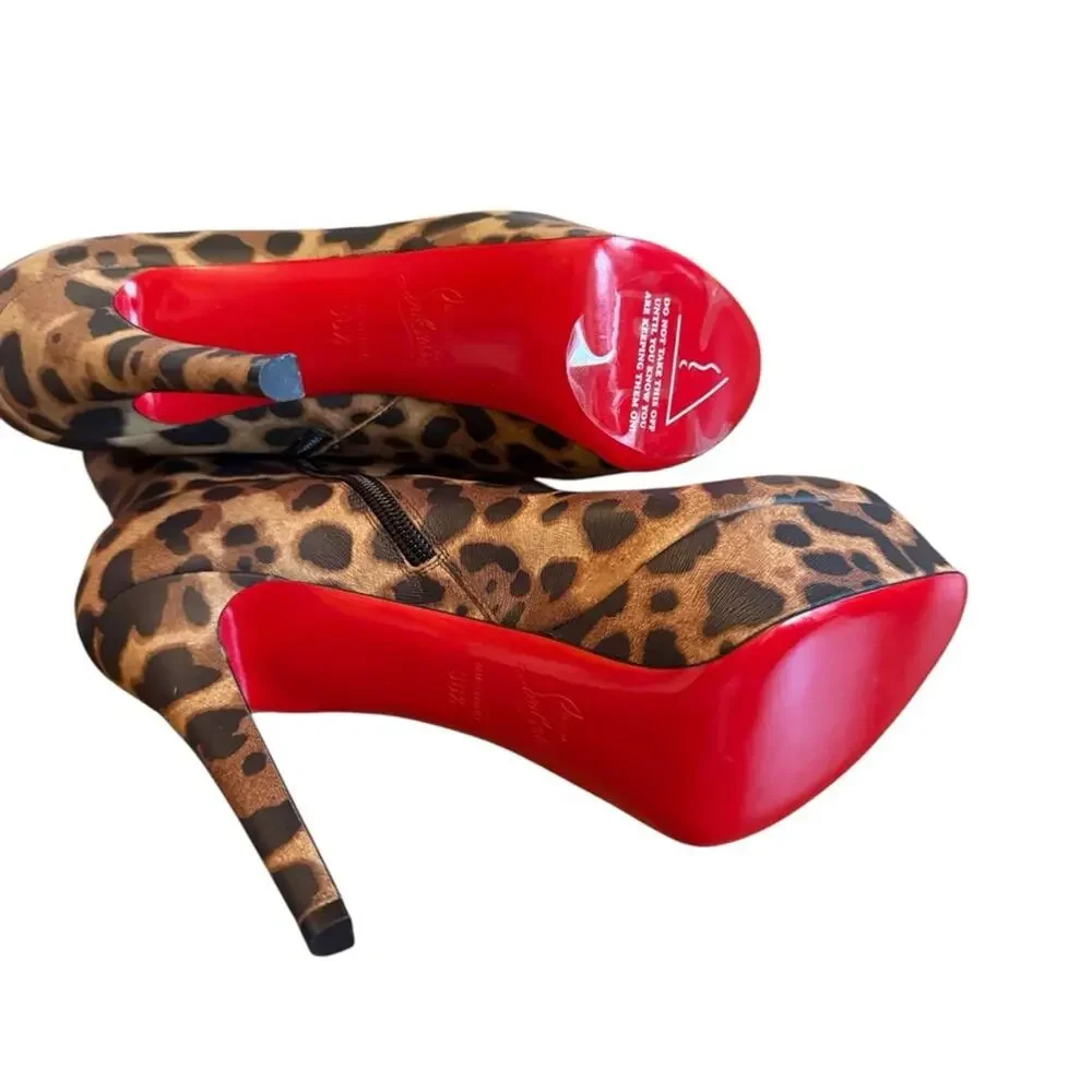Christian Louboutin Bianca Booty 120 Leopard Platform 36.5 US 6.5 NEW No Box